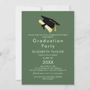 Invitation de fête de remise des diplômes verte ch