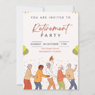 Invitation de fête de retraite joyeuse et colorée