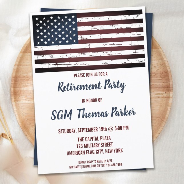 Invitation de fête de retraite militaire avec drap (Créateur téléchargé)