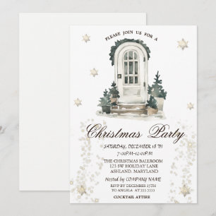 Invitation de fête de sapin de pin de porte d'entr