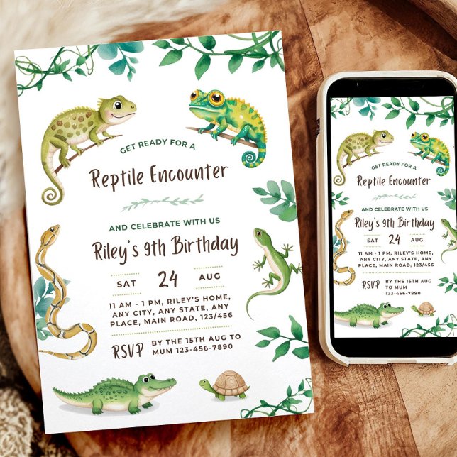Invitation de fête de serpent d'anniversaire de re (Créateur téléchargé)