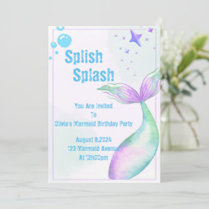 Invitation de fête de sirène pour filles