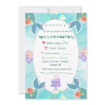 Invitation de fête de sirène – Thème sous la mer p