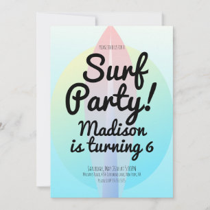 Invitation de fête de surf sur la plage ombre bleu