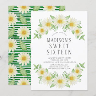 Invitation de fête de Sweet sixteen Floral Fraîche