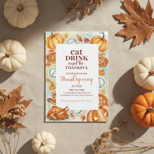 Invitation de fête de Thanksgiving à l'aquarelle