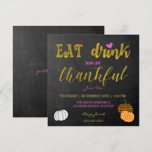 Invitation de fête de Thanksgiving pour manger et 