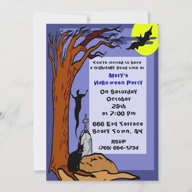Invitation de fête de tombe hantée (Devant)