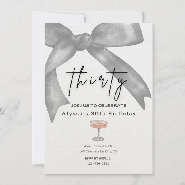 Invitation de fête de trente ans (Devant)