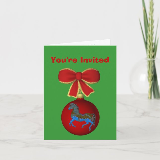 Invitation de fête de vacances de Noël de cheval (Devant)