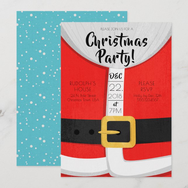 Invitation de fête de vacances de Noël de costume (Devant / Derrière)