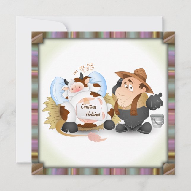 Invitation de fête de vacances de Noël - vache (Devant)