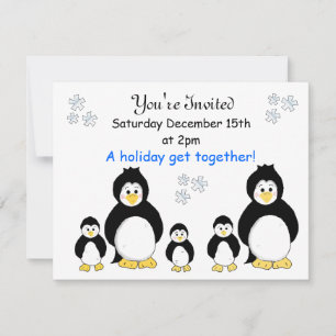 Invitation de fête de vacances de Penguin