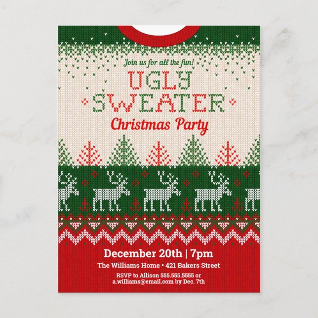 Invitation de fête de vacances de Sweater (Devant)