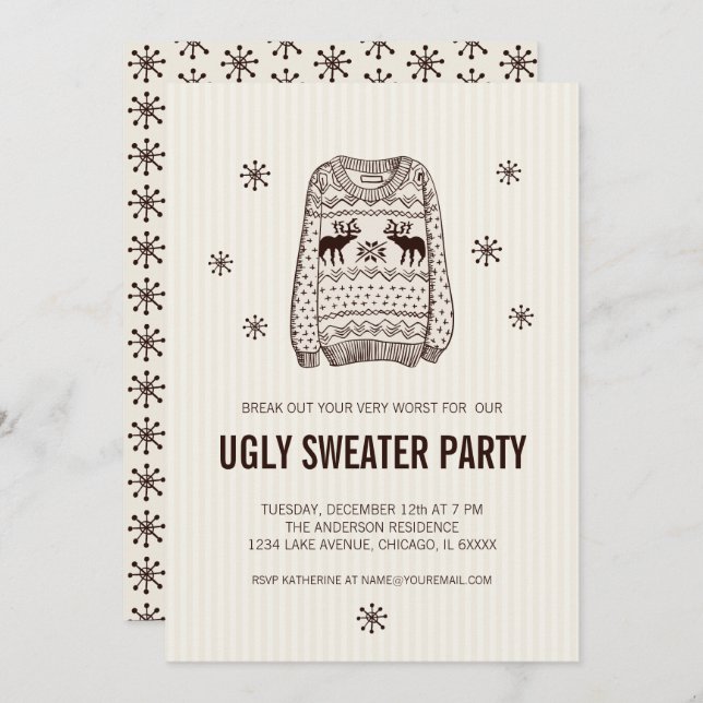 Invitation de fête de vacances de Sweater (Devant / Derrière)