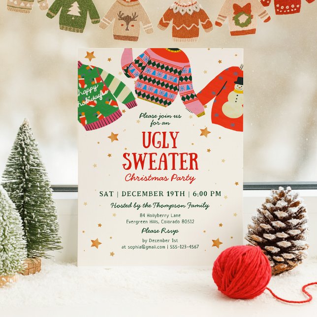 Invitation de fête de vacances de Sweater (Créateur téléchargé)