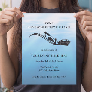 Invitation de fête de water ski et wakeboard à la 