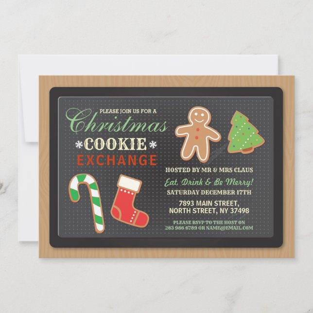 Invitation de fête d'échange de biscuits de Noël e (Devant)