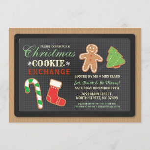 Invitation de fête d'échange de biscuits de Noël e