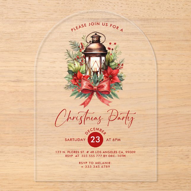 Invitation de fête décorée de Noël (Recto)