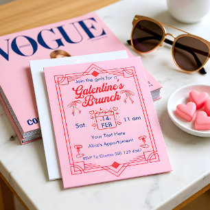 Invitation de fête des Galentines pour un brunch e