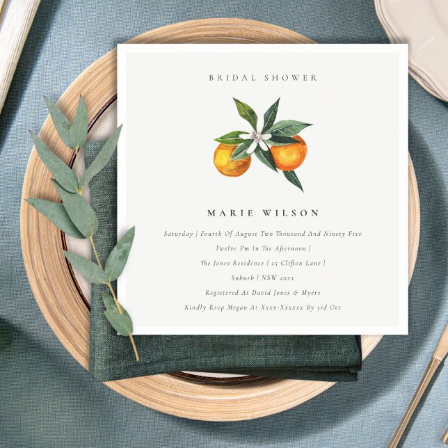 Invitation de Fête des mariées Botanique Orange Mi (Créateur téléchargé)