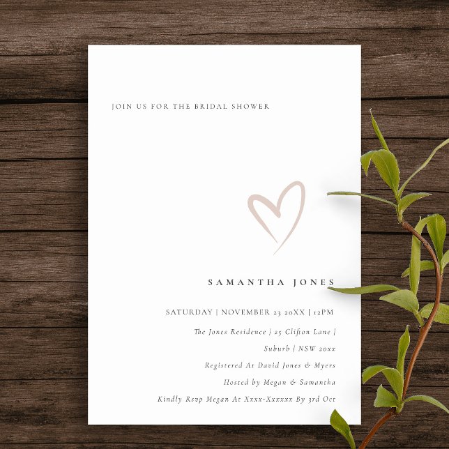 Invitation de Fête des mariées cardiaque simple au (Créateur téléchargé)