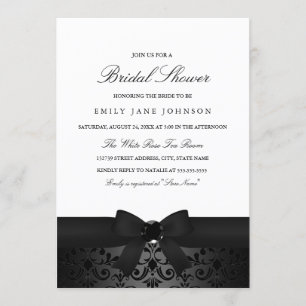 Invitation de Fête des mariées Damask Black & Whit