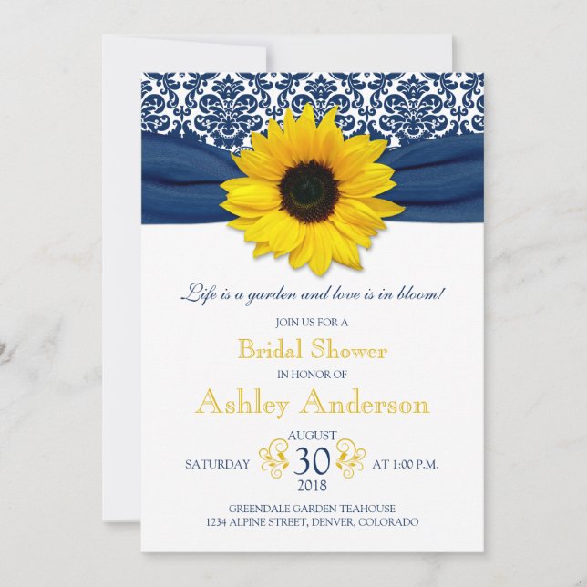 Invitation  de Fête des mariées Damask de la marin (Devant)