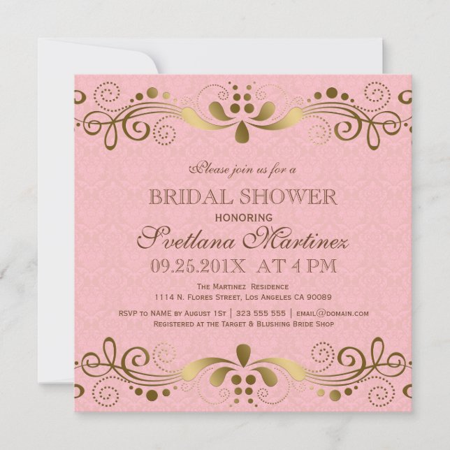 Invitation de Fête des mariées de dentelle fleurie (Devant)