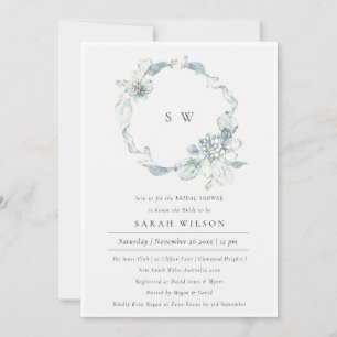 Invitation de Fête des mariées de fleurs bleues do