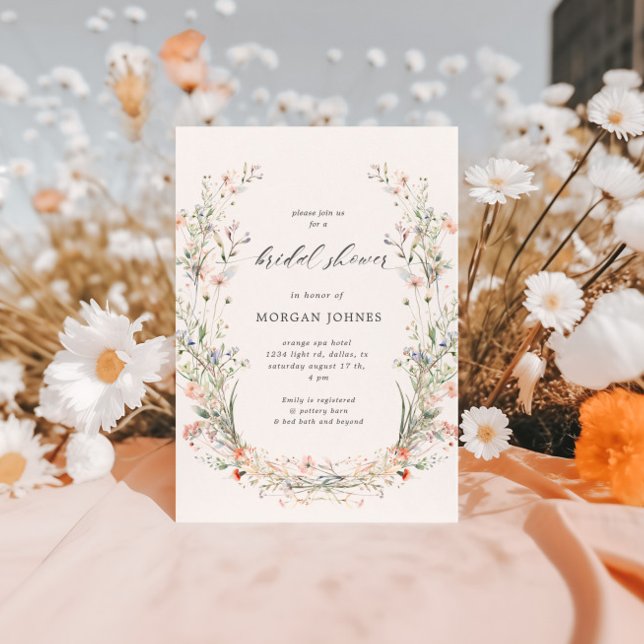 Invitation de Fête des mariées Dreamy Fleur sauvag (Créateur téléchargé)
