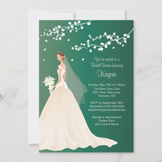 Invitation de Fête des mariées émeraude verte tend (Devant)