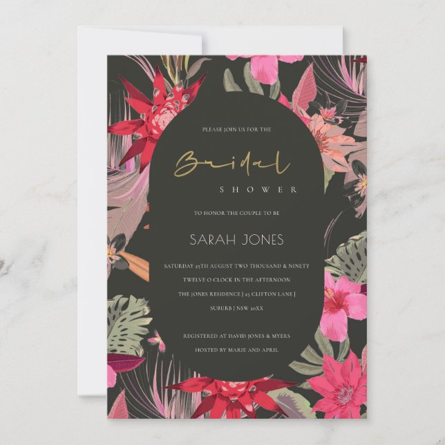 Invitation de Fête des mariées florale de Boho fon (Devant)