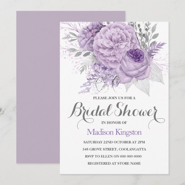 Invitation de Fête des mariées Silver Sparkle Lave (Devant / Derrière)