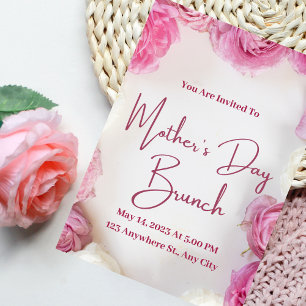 Invitation de fête des mères rose moderne