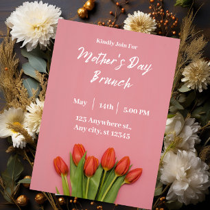 Invitation de fête des mères rose moderne