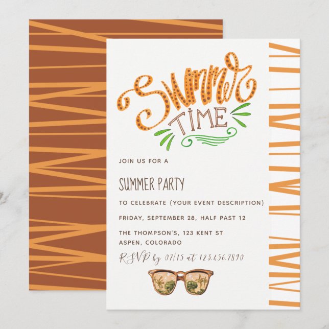 Invitation de fête d'été (Devant / Derrière)