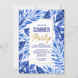 Invitation de fête d'été en bleu