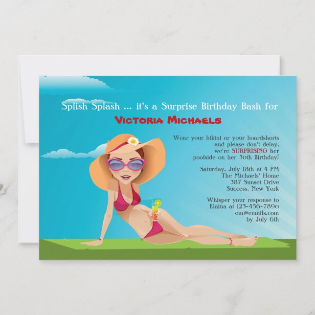 Invitation de fête d'été Tan Anniversaire (Devant)