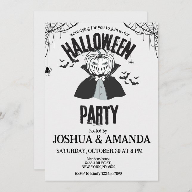 Invitation de fête d'Halloween adulte (Devant / Derrière)