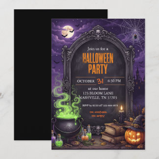 Invitation de fête d'Halloween au chaudron de sorc