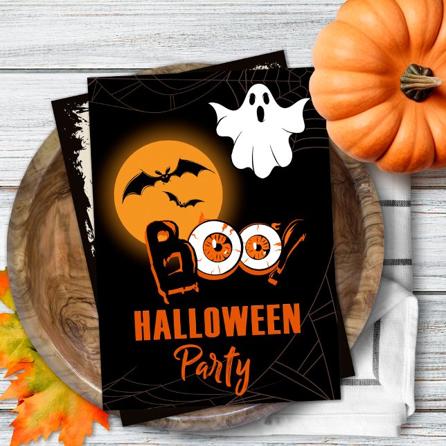 Invitation de fête d'Halloween avec Ghost Boo et M (Créateur téléchargé)