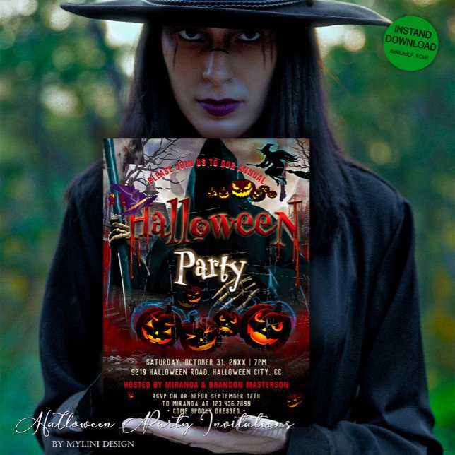 Invitation de fête d'Halloween Citrouilles éffraya (Créateur téléchargé)