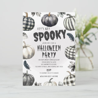 Invitation de fête d'Halloween Citrouilles Monochr