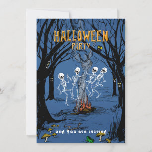 Invitation de fête d'Halloween Dancing Skeletons