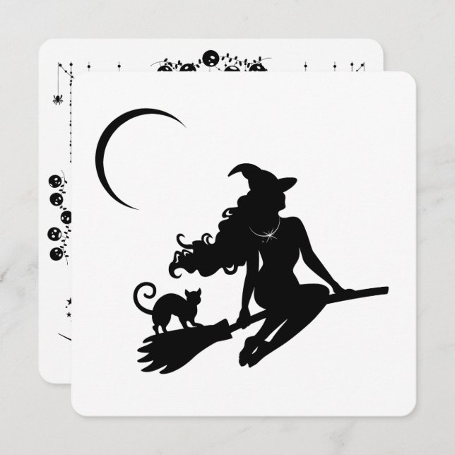 Invitation de fête d'Halloween de sorcière chic (Devant / Derrière)