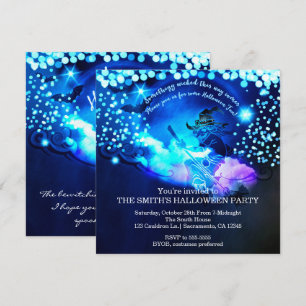 Invitation de fête d'Halloween de sorcière volante