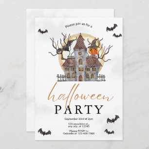 Invitation de fête d'Halloween en aquarelle simple