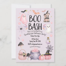 Invitation de fête d'Halloween Féminine Rose et Vi